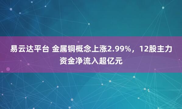 易云达平台 金属铜概念上涨2.99%，12股主力资金净流入超亿元